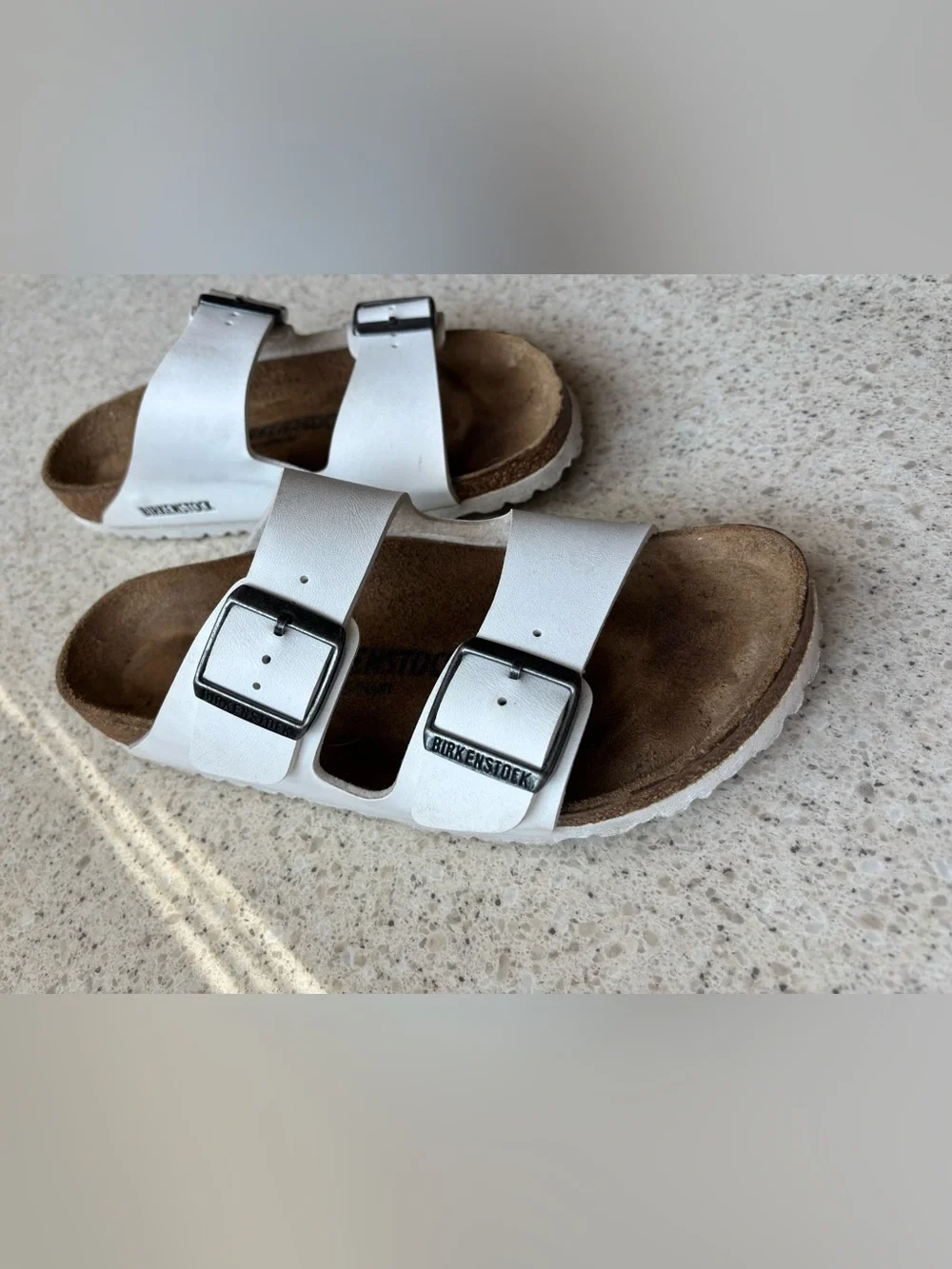 Birkenstock White Double-Buckle Slide Women’s Sandals - Size 8